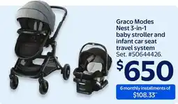 Walmart Graco Modes Nest 3-in-1 baby stroller and infant car seat travel system offer
