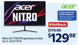 Walmart Acer Nitro 24 FHD IPS gaming monitor offer