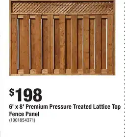 Home Depot 6' x 8' Premium Pressure Treated Lattice Top Fence Panel offer