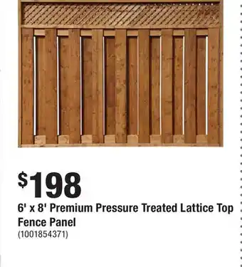 Home Depot 6' x 8' Premium Pressure Treated Lattice Top Fence Panel offer