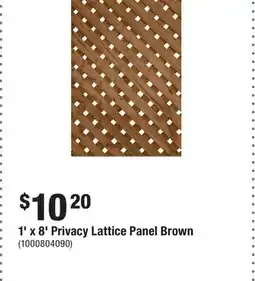 Home Depot 1' x 8' Privacy Lattice Panel Brown offer