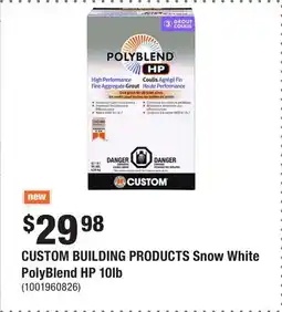 Home Depot CUSTOM BUILDING PRODUCTS Snow White PolyBlend HP 10lb offer