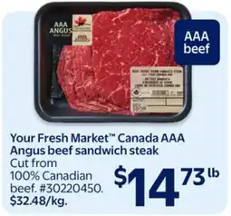 Walmart Your Fresh Market Canada AAA Angus beef sandwich steak offer