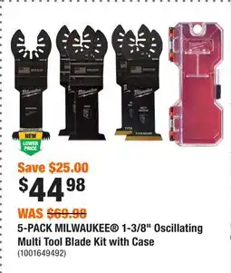 Home Depot 5-PACK MILWAUKEE 1-3/8 Oscillating Multi Tool Blade Kit with Case offer