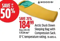 Canadian Tire Arctic Duck Down Sleeping Bag with Compression Sack O°C temperature rating offer