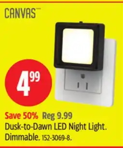 Canadian Tire CANVAS Dusk-to-Dawn LED Night Light offer