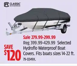 Canadian Tire Selected CLASSIC ACCESSORIES Hydroflo Waterproof Boat Covers offer