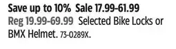 Canadian Tire Selected Bike Locks or BMX Helmet offer