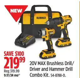 Canadian Tire Dewalt 20V MAX Brushless Drill/ Driver and Hammer Drill Combo Kit offer