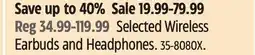 Canadian Tire Selected Wireless Earbuds and Headphones offer