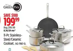 Canadian Tire Green Pan 11-Pc Stainless-Steel/Ceramic Cookset offer