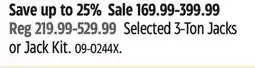 Canadian Tire Selected 3-Ton Jacks or Jack Kit offer