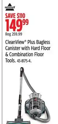 Canadian Tire CleanView Plus Bagless Canister with Hard Floor & Combination Floor Tools offer