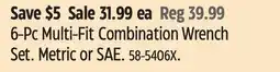 Canadian Tire 6-Pc Multi-Fit Combination Wrench Set offer