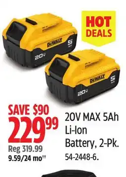 Canadian Tire DEWALT 20V MAX 5Ah Li-Ion Battery offer