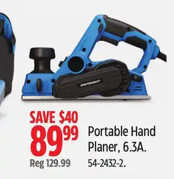Canadian Tire Mastercraft Portable Hand Planer, 6.3A offer
