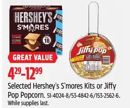 Canadian Tire Selected Hershey's S'mores Kits or Jiffy Pop Popcorn offer