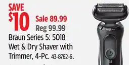 Canadian Tire Braun Series 5: 5018 Wet & Dry Shaver with Trimmer, 4-Pc offer