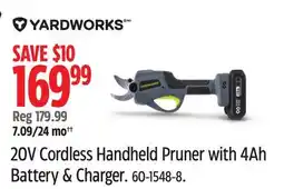 Canadian Tire Yardworks 20V Cordless Handheld Pruner with 4Ah Battery & Charger offer