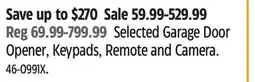 Canadian Tire CHAMBERLAIN Selected Garage Door Opener, Keypads, Remote and Camera offer
