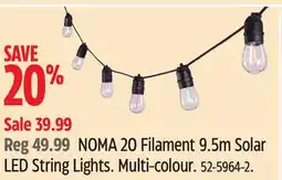 Canadian Tire NOMA 20 Filament 9.5m Solar LED String Lights offer