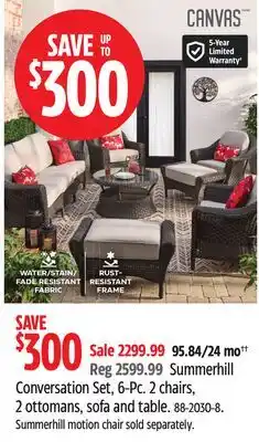Canadian Tire Summerhill Conversation Set 6-Pc. 2 chairs, 2 ottomans, sofa and table offer