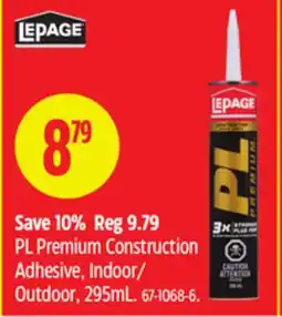 Canadian Tire LEPAGE PL Premium Construction Adhesive, Indoor/Outdoor, 295mL offer