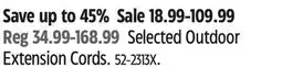 Canadian Tire Selected Outdoor Extension Cords offer