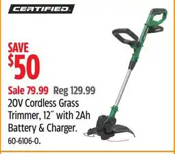 Canadian Tire 20V Cordless Grass Trimmer, 12 with 2Ah Battery & Charger offer