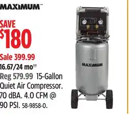 Canadian Tire MAXIMUM 15-Gallon Quiet Air Compressor offer