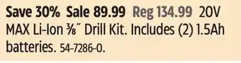 Canadian Tire Black + Decker 20V MAX Li-Ion ⅜ Drill Kit offer