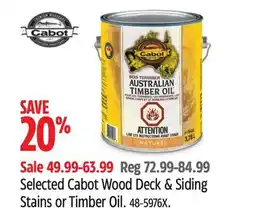 Canadian Tire Selected Cabot Wood Deck & Siding Stains or Timber Oil offer