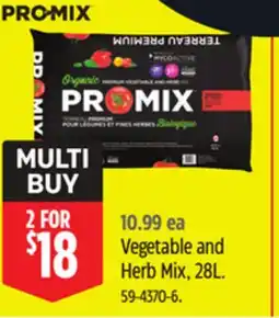 Canadian Tire PROMIX Vegetable and Herb Mix, 28L offer