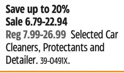 Canadian Tire Selected Car Cleaners, Protectants and Detailer offer