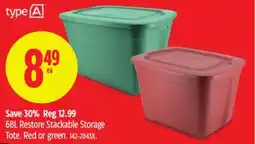 Canadian Tire Type A 68L Restore Stackable Storage Tote offer