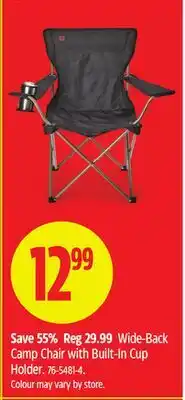 Canadian Tire Wide-Back Camp Chair with Built-In Cup Holder offer