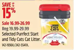 Canadian Tire Selected Purrfect Start and Tidy Cats Cat Litter offer