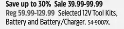Canadian Tire Selected 12V Tool Kits, Battery and Battery/Charger offer