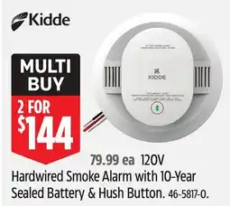 Canadian Tire Hardwired Smoke Alarm with 10-Year Sealed Battery & Hush Button offer