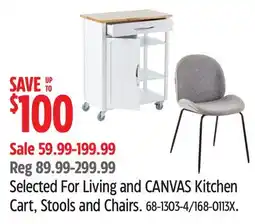 Canadian Tire Selected For Living and CANVAS Kitchen Cart, Stools and Chairs offer