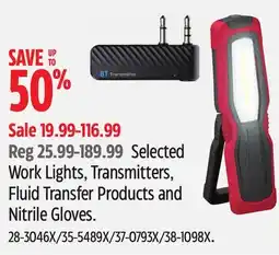 Canadian Tire Selected Work Lights, Transmitters, Fluid Transfer Products and Nitrile Gloves offer