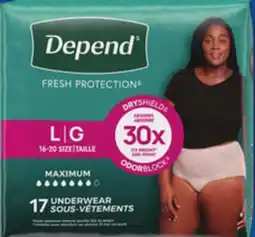 Food Basics DEPEND UNDERWEAR OR POISE PADS offer