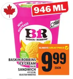 Food Basics BASKIN ROBBINS ICE CREAM OR SANDWICH offer