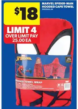 Real Canadian Superstore MARVEL SPIDER-MAN HOODED CAPE TOWEL offer