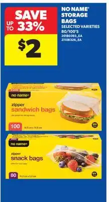 Real Canadian Superstore NO NAME STORAGE BAGS, 80/100'S offer