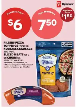 Real Canadian Superstore PILLERS PIZZA TOPPINGS, 175/250 G, KOLBASSA SAUSAGE, 250/375 G, SLICED MEATS, 125 G OR CHUBS, 175 offer