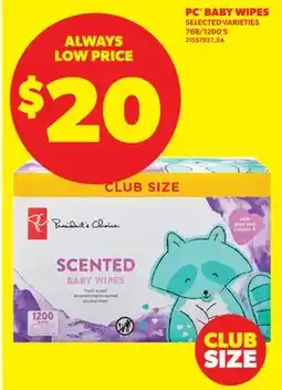 Real Canadian Superstore PC BABY WIPES, 768/1200'S offer