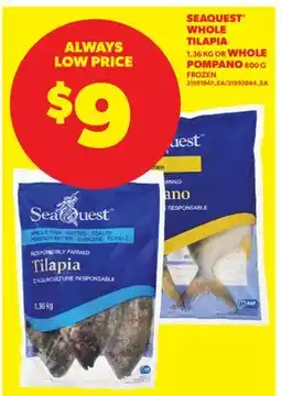 Real Canadian Superstore SEAQUEST WHOLE TILAPIA, 1.36 KG OR WHOLE POMPANO, 800 G offer