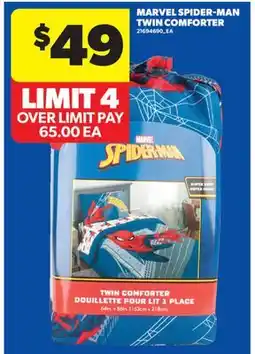 Real Canadian Superstore MARVEL SPIDER-MAN TWIN COMFORTER offer