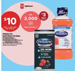 Real Canadian Superstore PEDIALYTE ELECTROLYTE ORAL HYDRATION, 1 L, POWDER STICKS, 8x8.5 G OR FREEZER POPS, 16'S offer